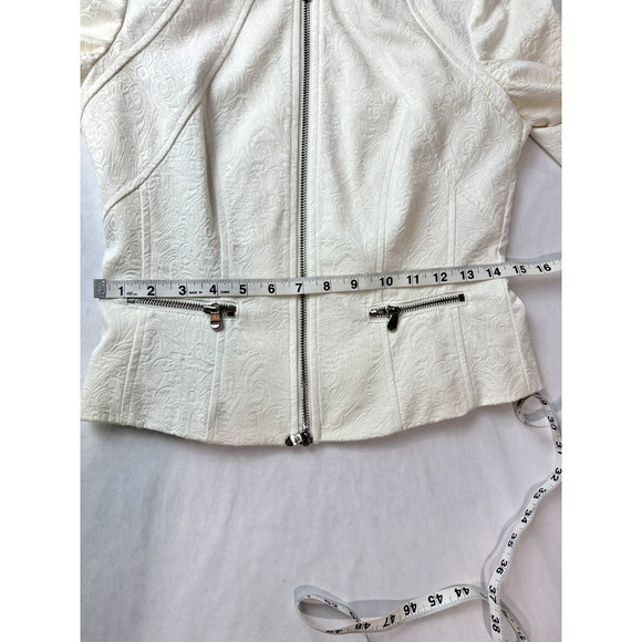 Y2k 2010 Cache Brocade Jacquard Floral Pantsuit Set Cream Zipper Blazer 0 Pant 4 - Picture 13 of 16